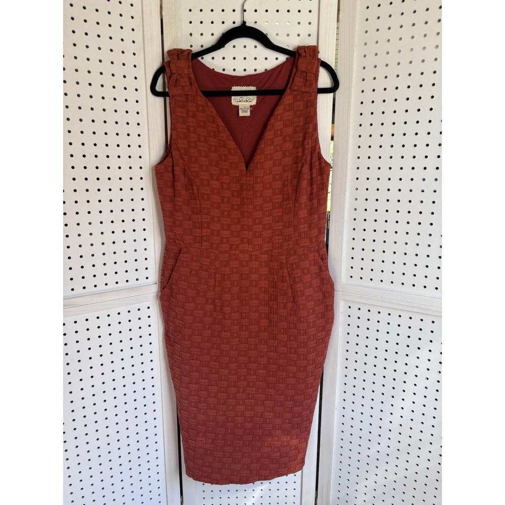 Anthropologie Tabitha Women's Sleeveless Basket Weave Orange Dress Size 12 Boho